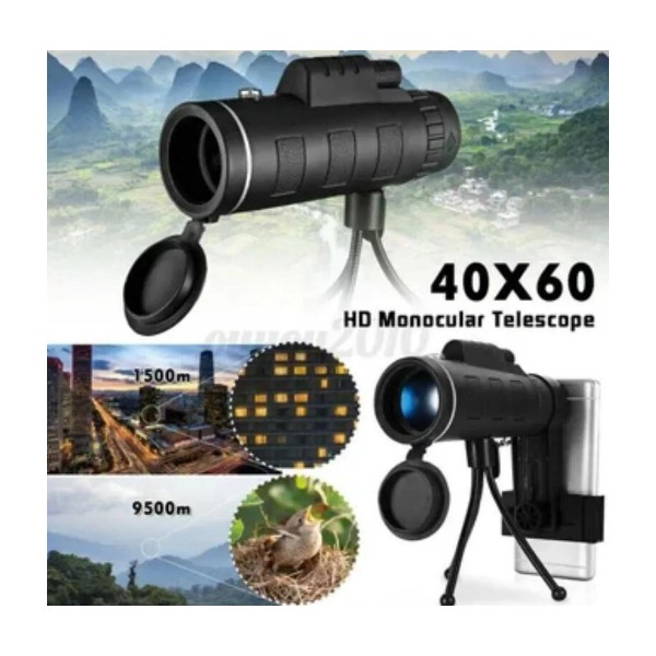 Monocular Hd Binocular Zoom 40x60 + Estuche + Porta Celular