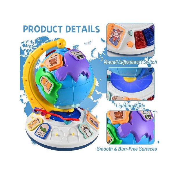 Globo Terráqueo Educativo Interactivo Infantil con Luces y Sonidos Didáctico