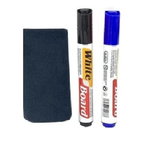 Set 2 Plumones Marcadores + Borrador Para Pizarra Acrílica