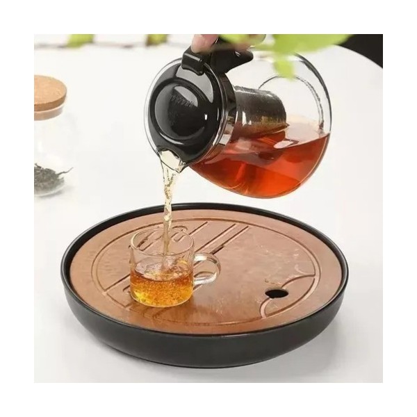 Set Tetera De Vidrio Infusión Té Con Filtro Acero + 4 Tazas