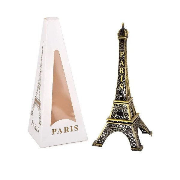 Torre Color Bronce De 22 Cm Adorno Mesa Metal