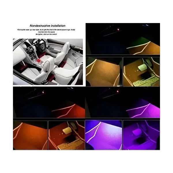Juego De Tiras Led Rgb Multicolor  Bluetooth Interior Auto