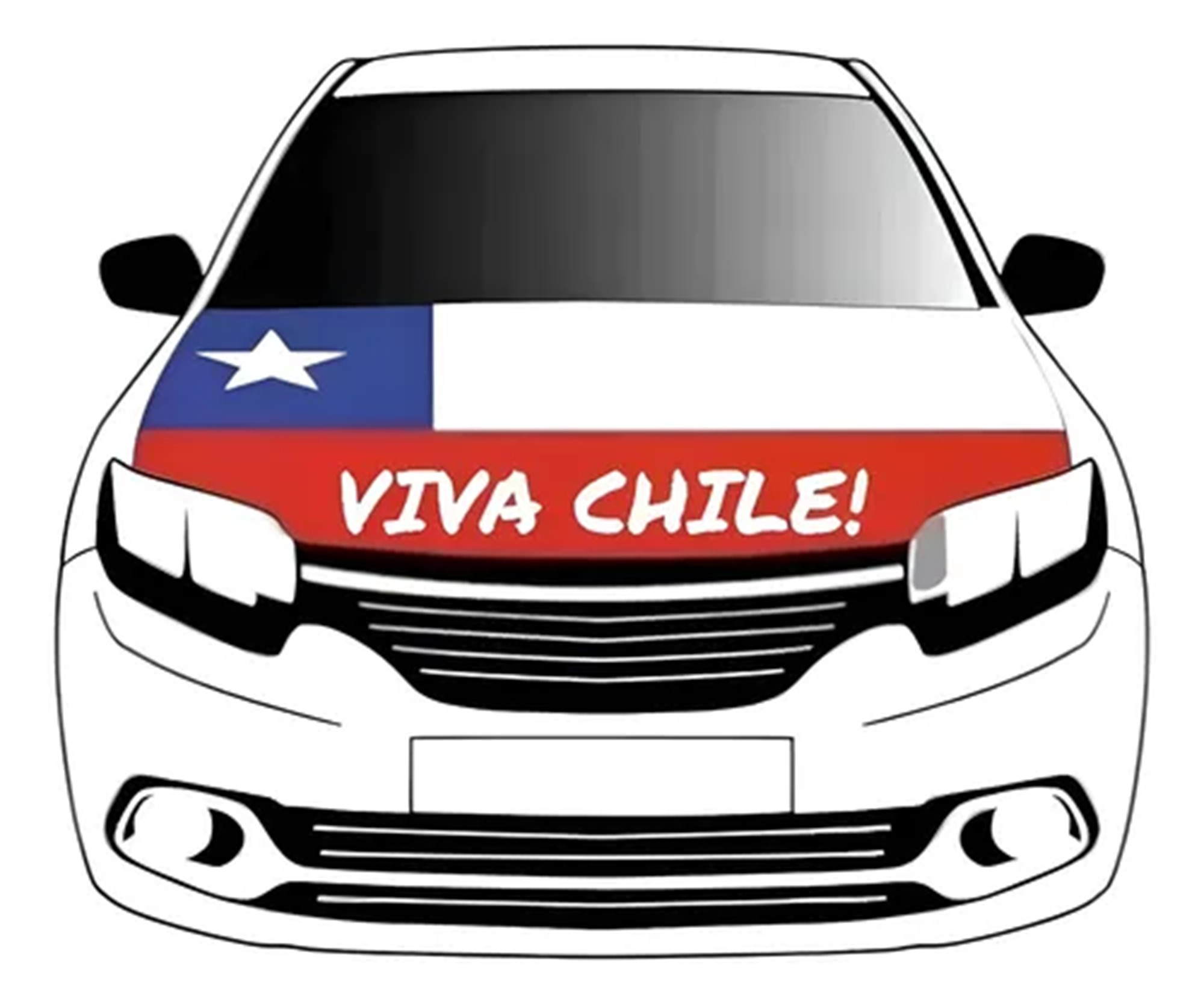 Bandera Cubre Capot Auto Viva Chile Elastica Fechas Patrias