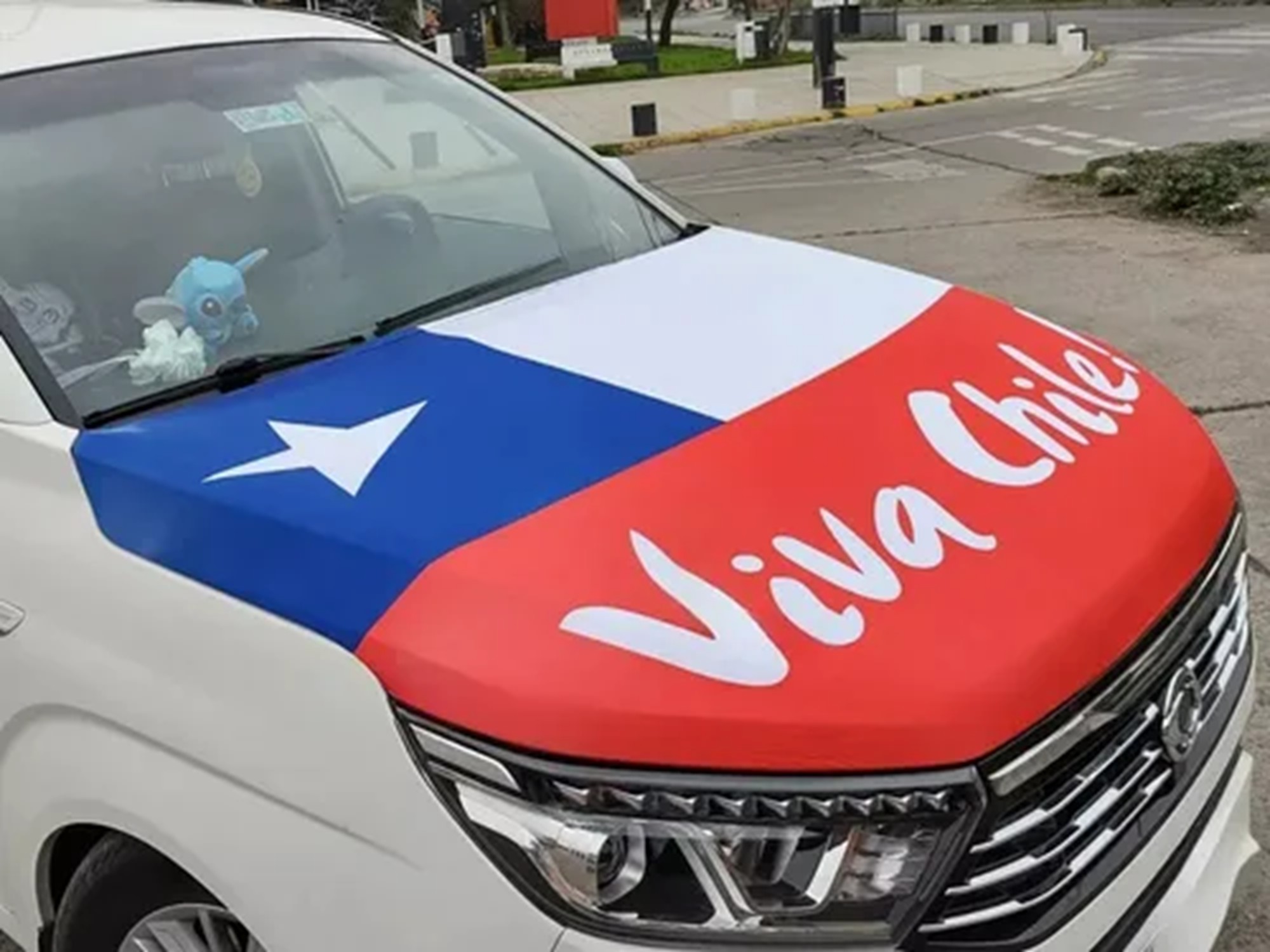 Bandera Cubre Capot Auto Viva Chile Elastica Fechas Patrias