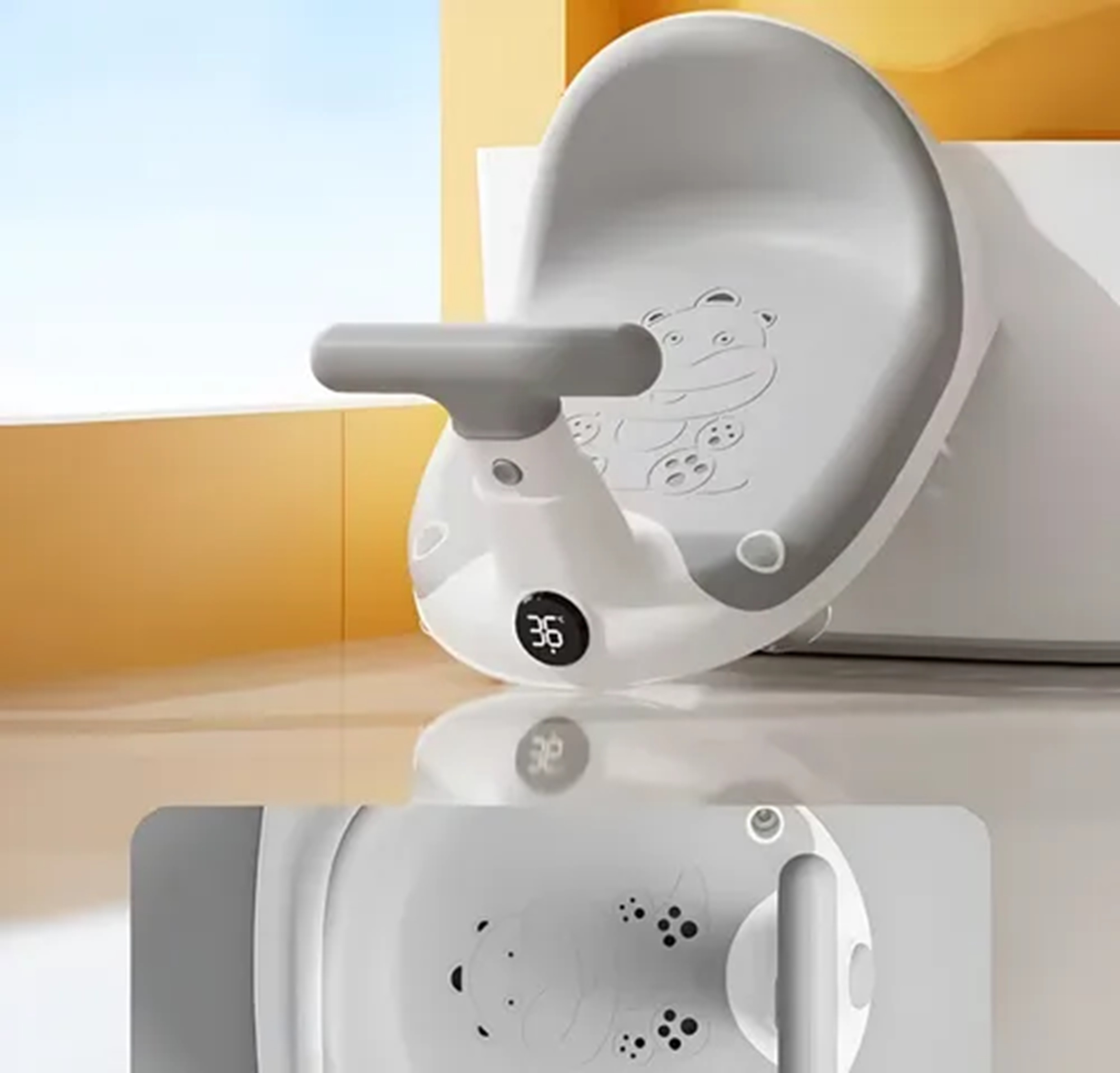 Asiento De Ducha Para Bebes Antideslizante Termómetro Gris