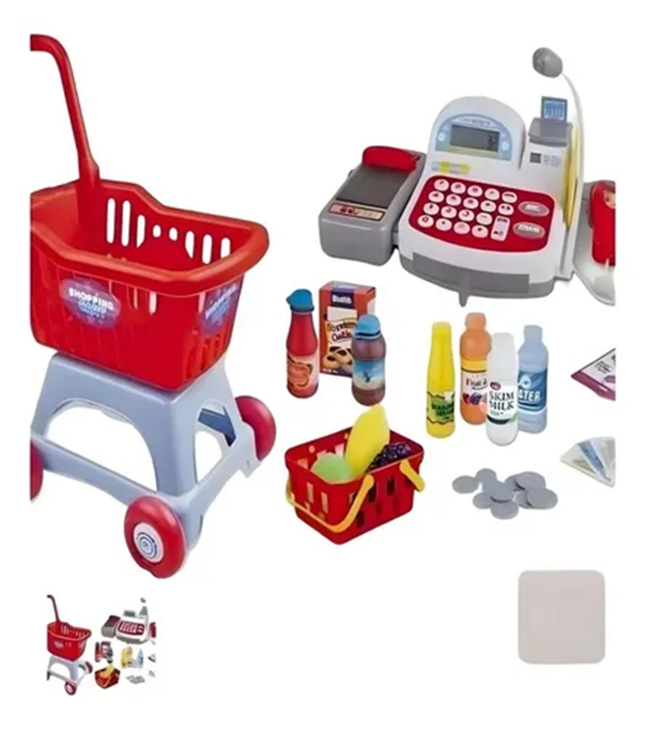 Set De Caja Registradora Y Carro De Supermercado Grande