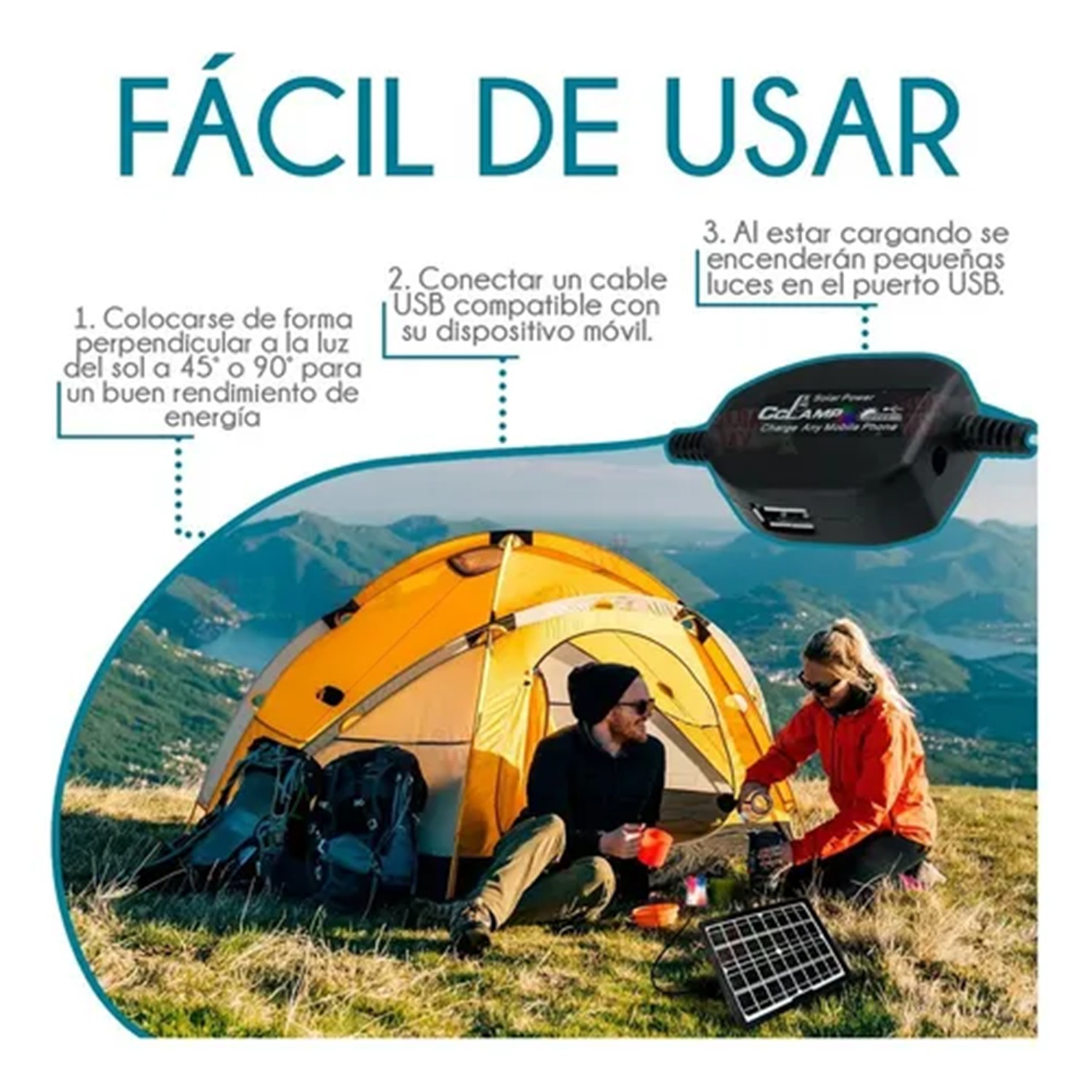 Panel Solar 25w 12v Portátil Puerto Usb Cargador Celular