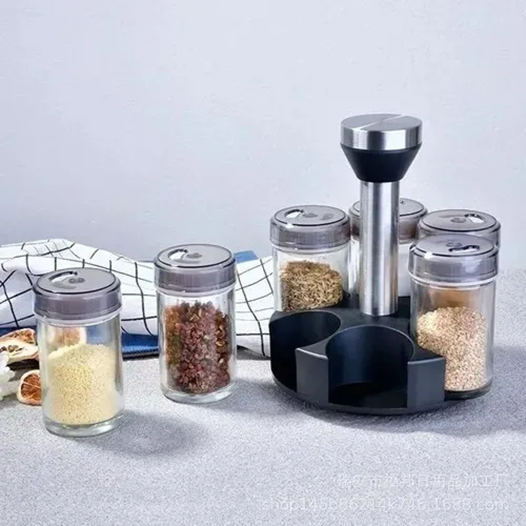 Base Condimentero Giratorio De 6 Especiero Para Cocina 360