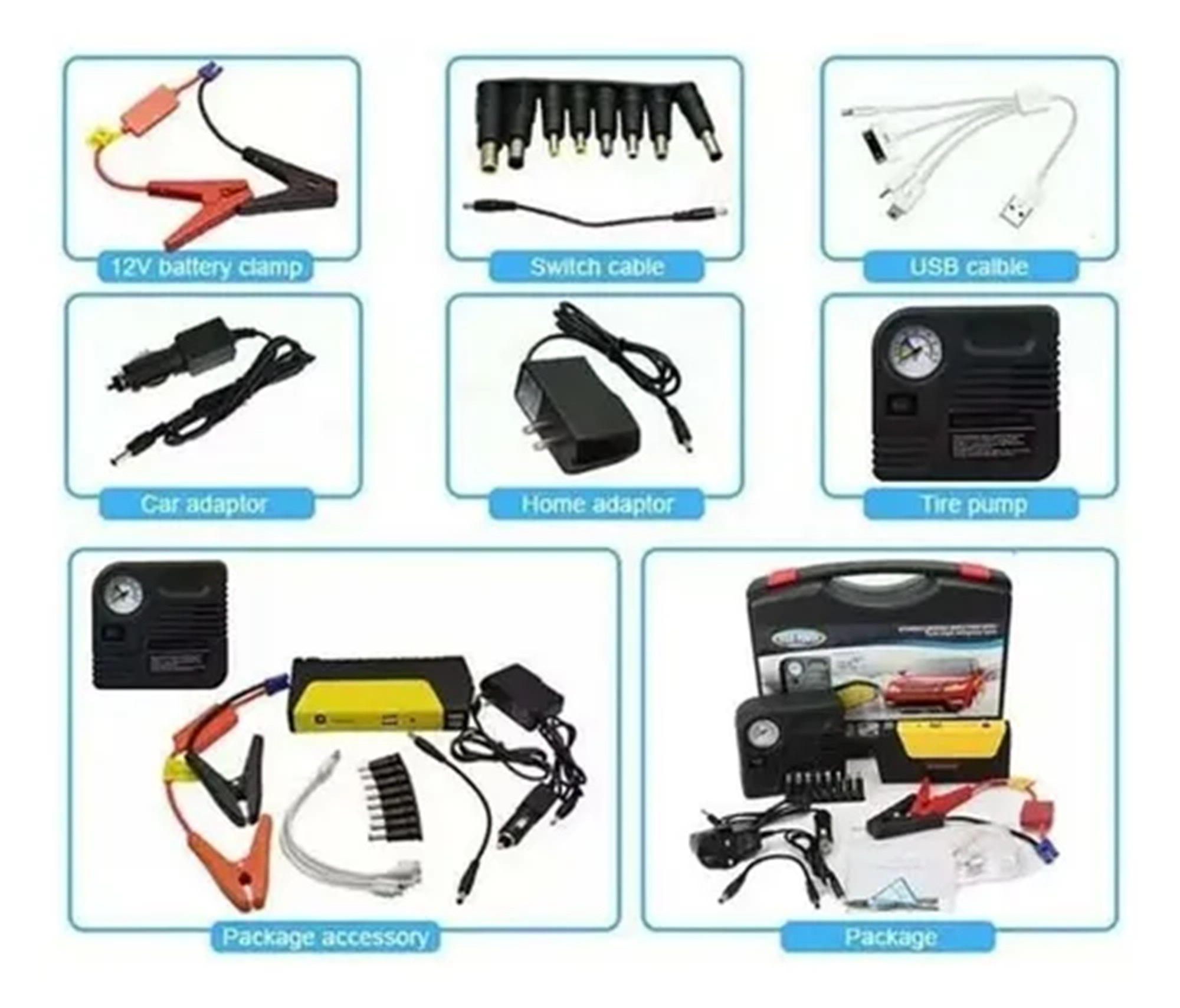 Partidor De Auto Batería Powerbank + Compresor 12v