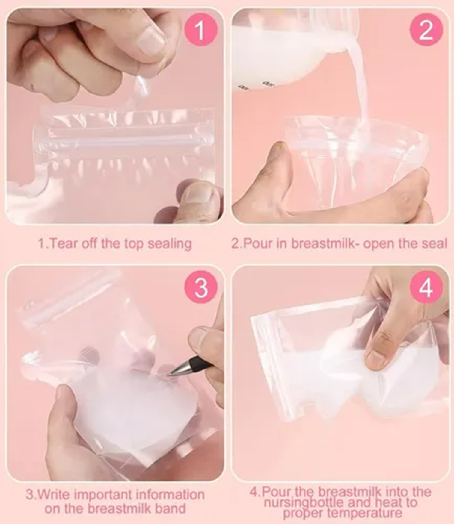 Pack 30 Bolsas Para Leche Materna De 250 Ml
