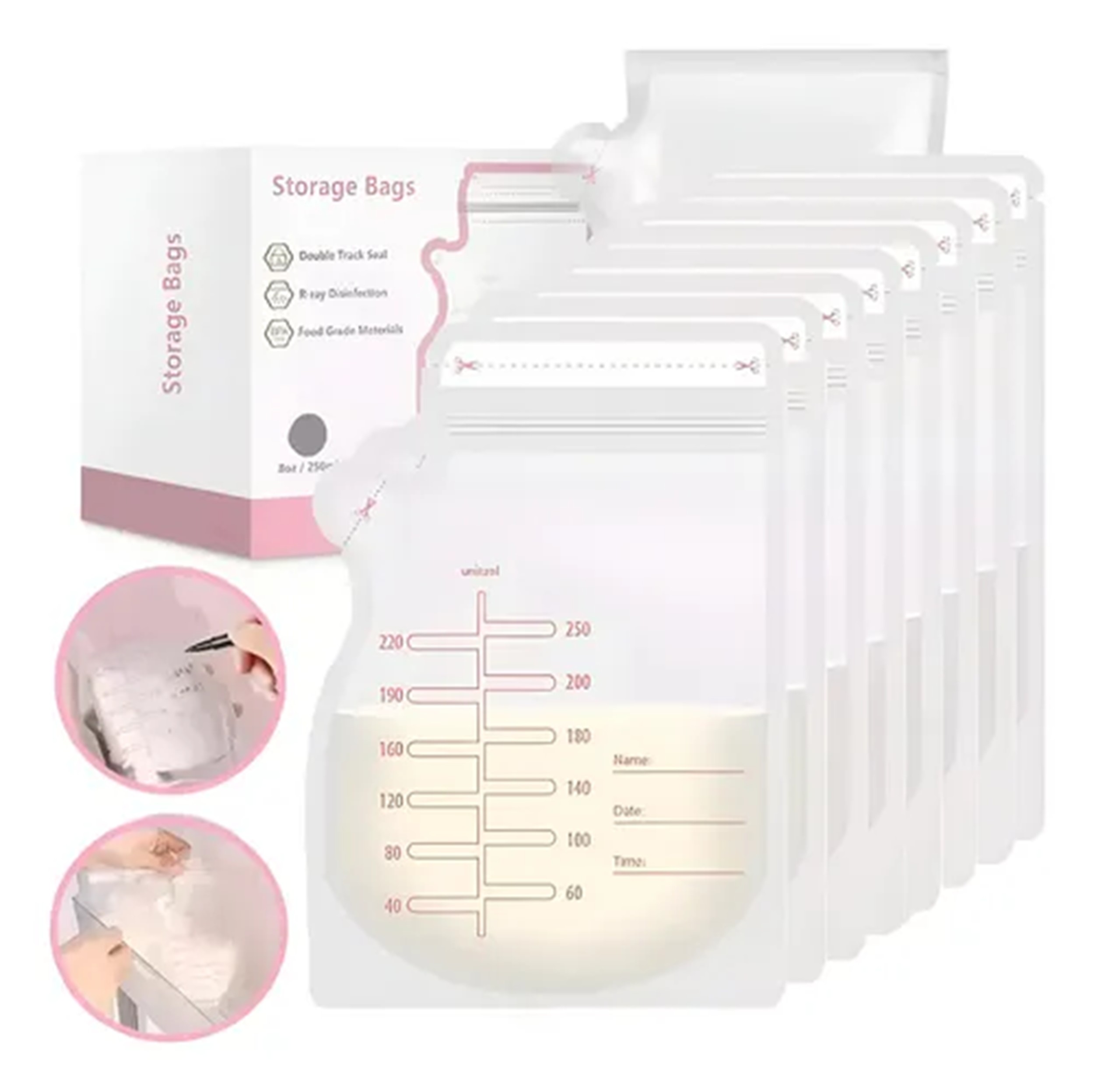 Pack 30 Bolsas Para Leche Materna De 250 Ml
