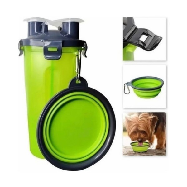 Botella 2 En 1 Para Comida Y Agua Perros Mascota + Plato