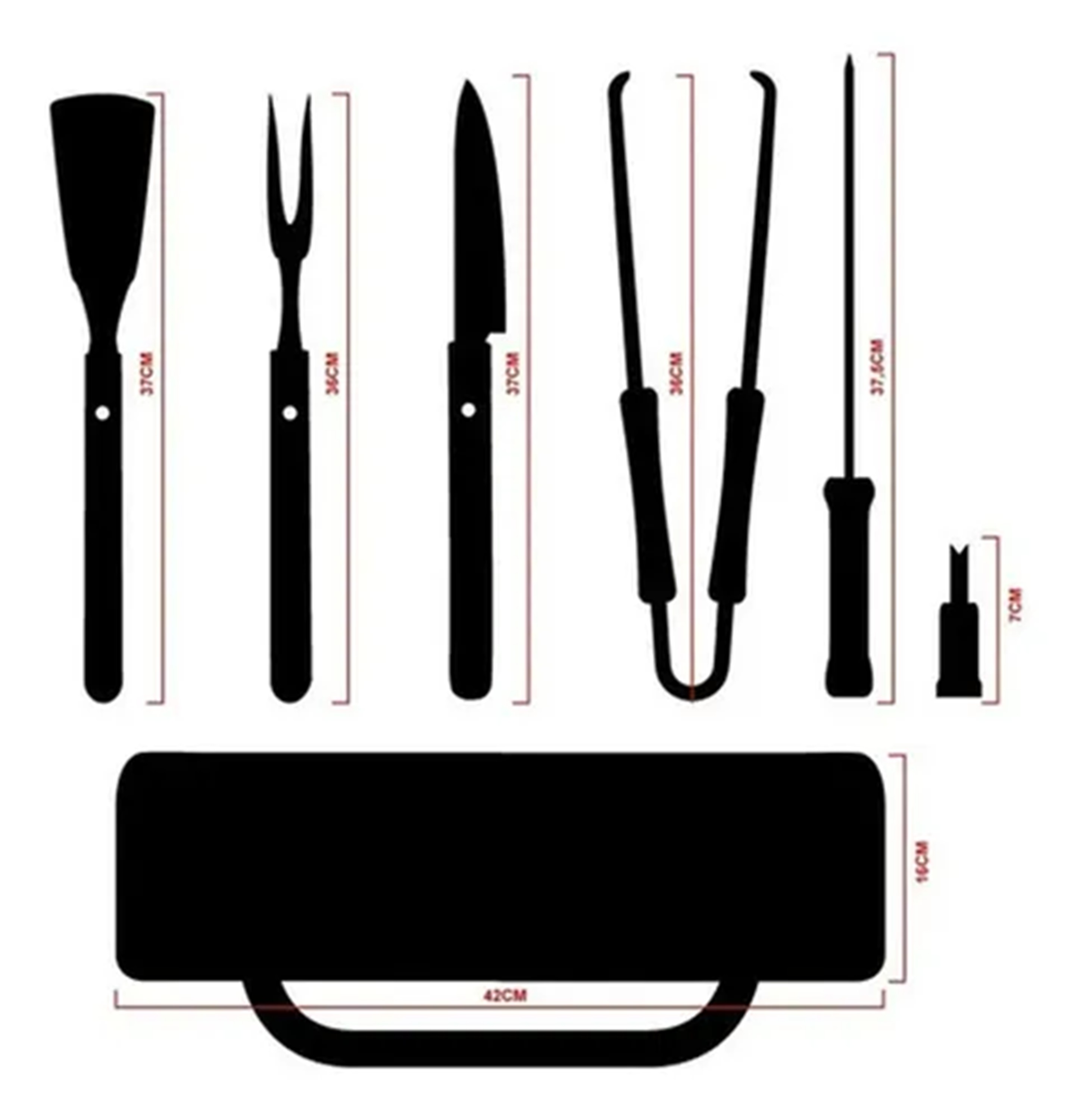 Set Parrillero 10 Herramientas Con Bolso Kit Asado
