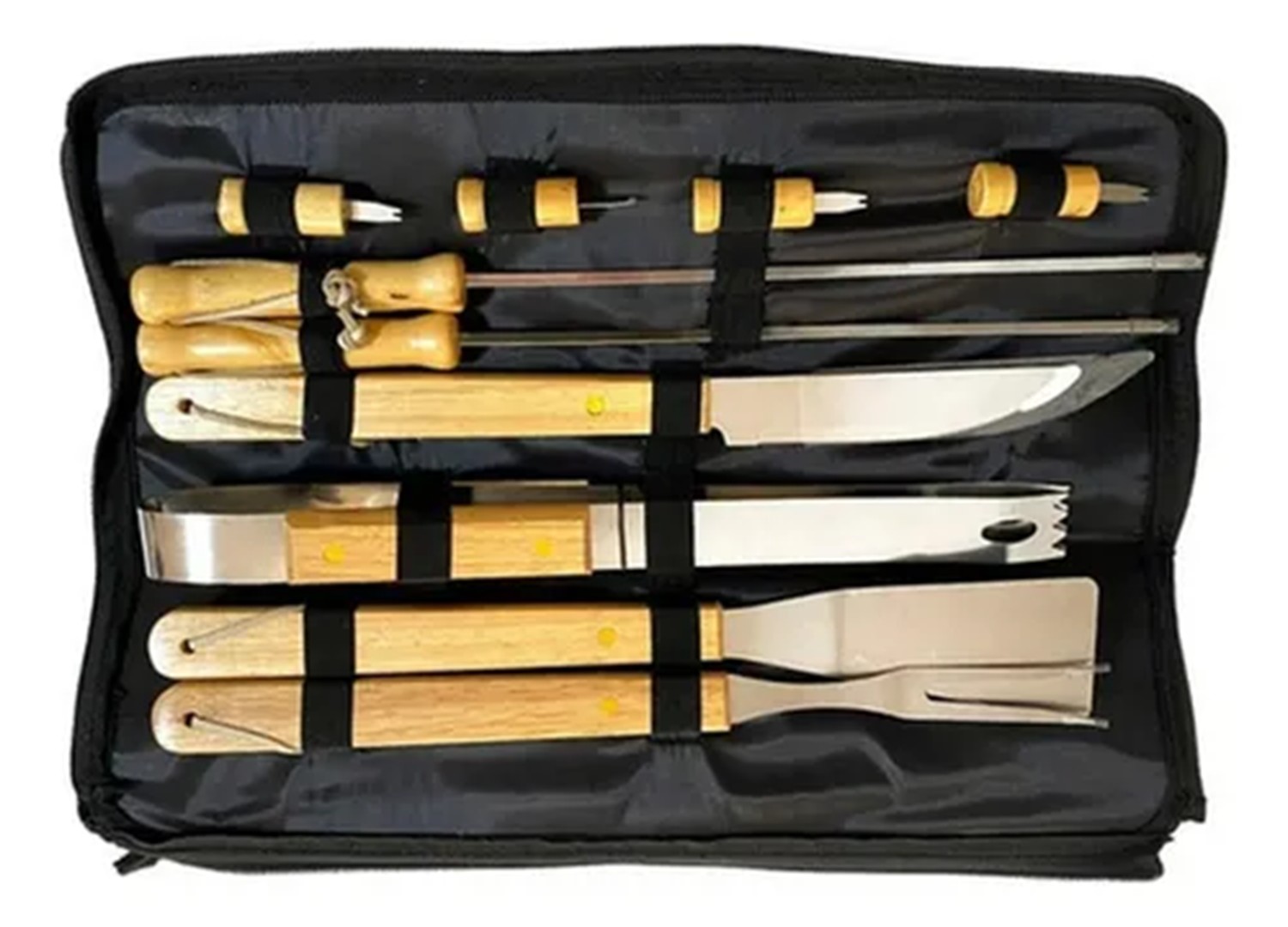 Set Parrillero 10 Herramientas Con Bolso Kit Asado