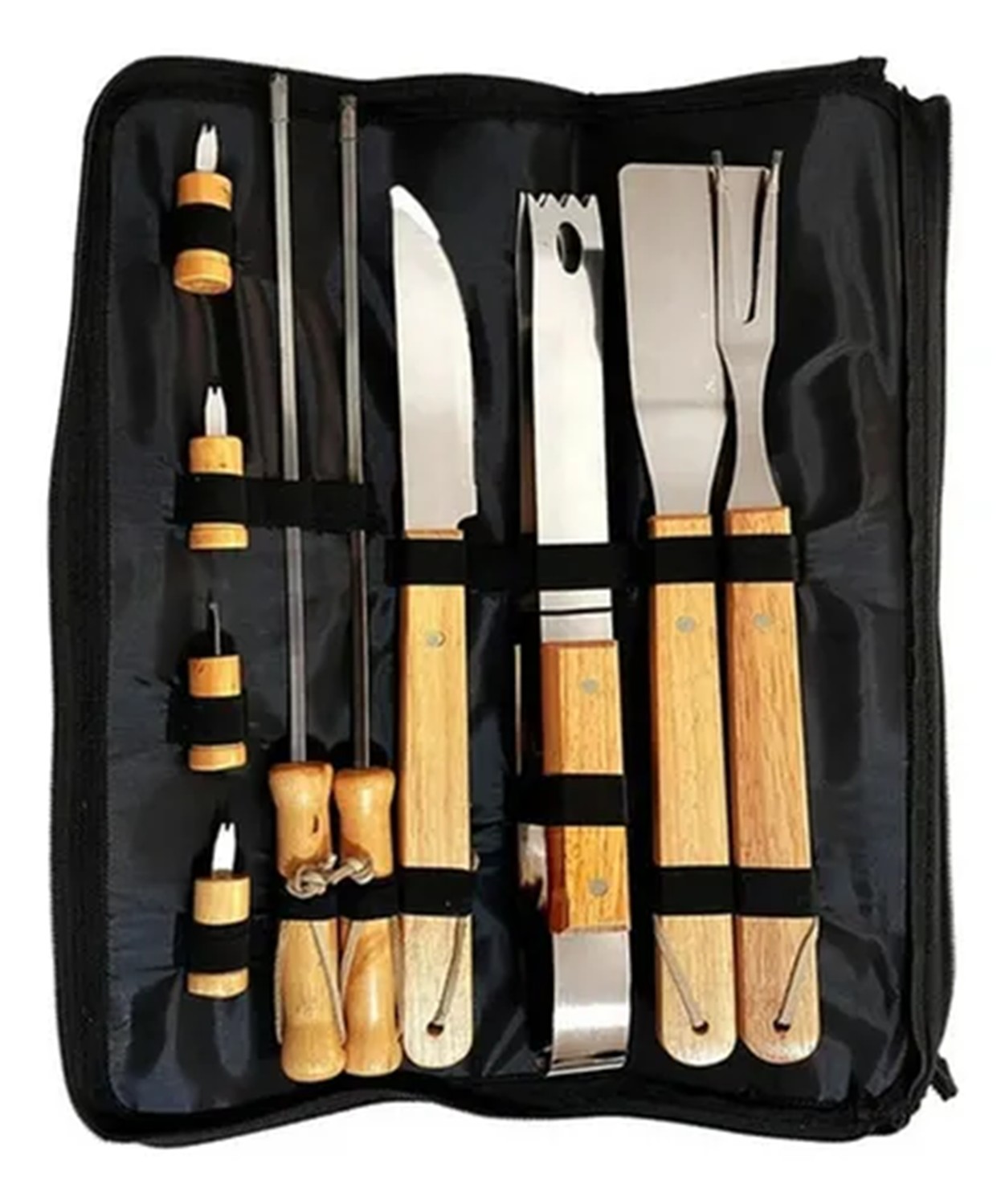 Set Parrillero 10 Herramientas Con Bolso Kit Asado