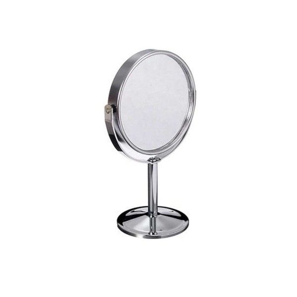 Espejo Doble Cara Aumento Con Base Plateado
