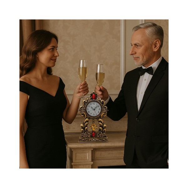 Reloj de Mesa Estilo Vintage Elegantes con Detalles Decorativo