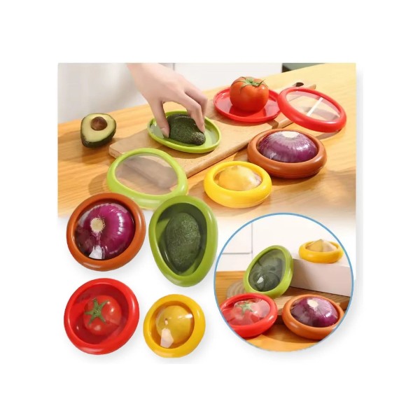 Contenedor Conservador Frutas Verduras Reutilizable Pack X4 Surtido