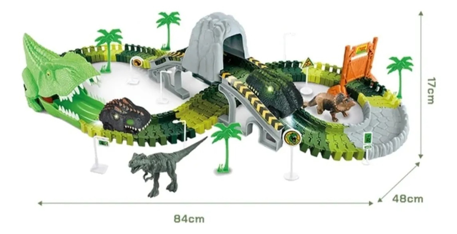 Pista Auto Dinosaurio Flexible Con Luz Led Juguete Niños