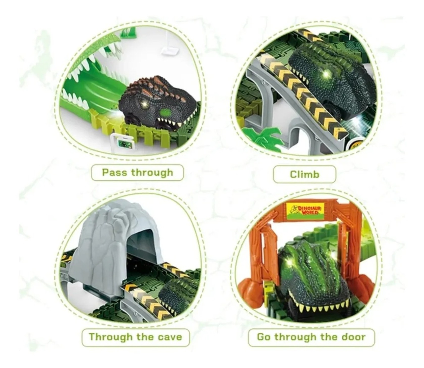 Pista Auto Dinosaurio Flexible Con Luz Led Juguete Niños