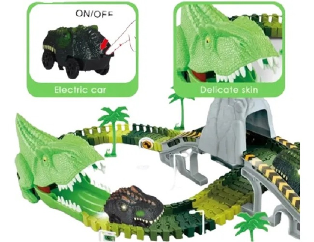 Pista Auto Dinosaurio Flexible Con Luz Led Juguete Niños