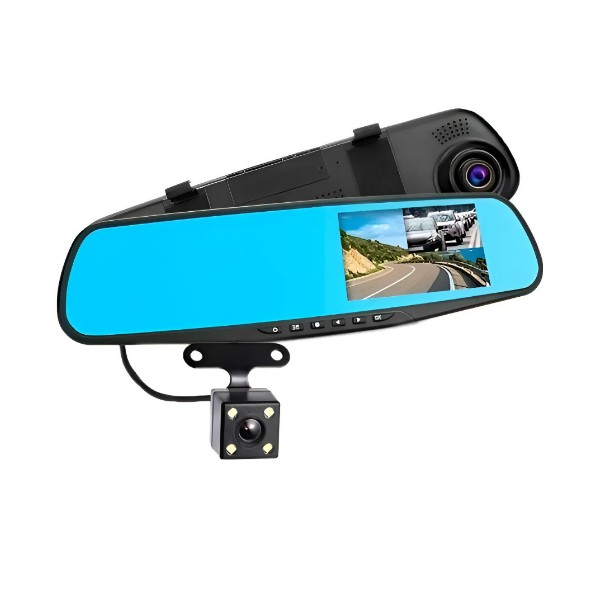 Espejo Retrovisor + Cámara Frontal Y Retroceso Hd