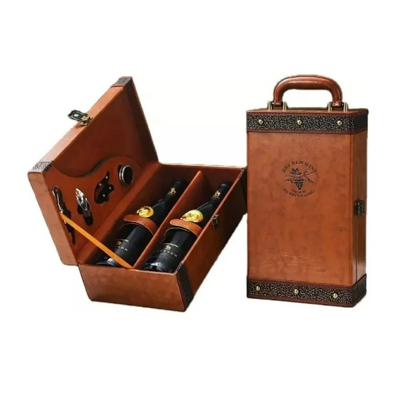 Caja Para Vinos Maleta De Cuero Regalo Con Accesorios
