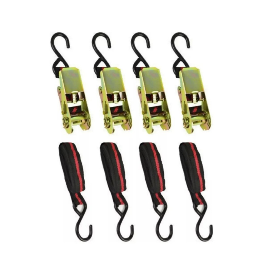 Set Kit Juego Eslinga Cinta Amarre Ratchet 4 Piezas