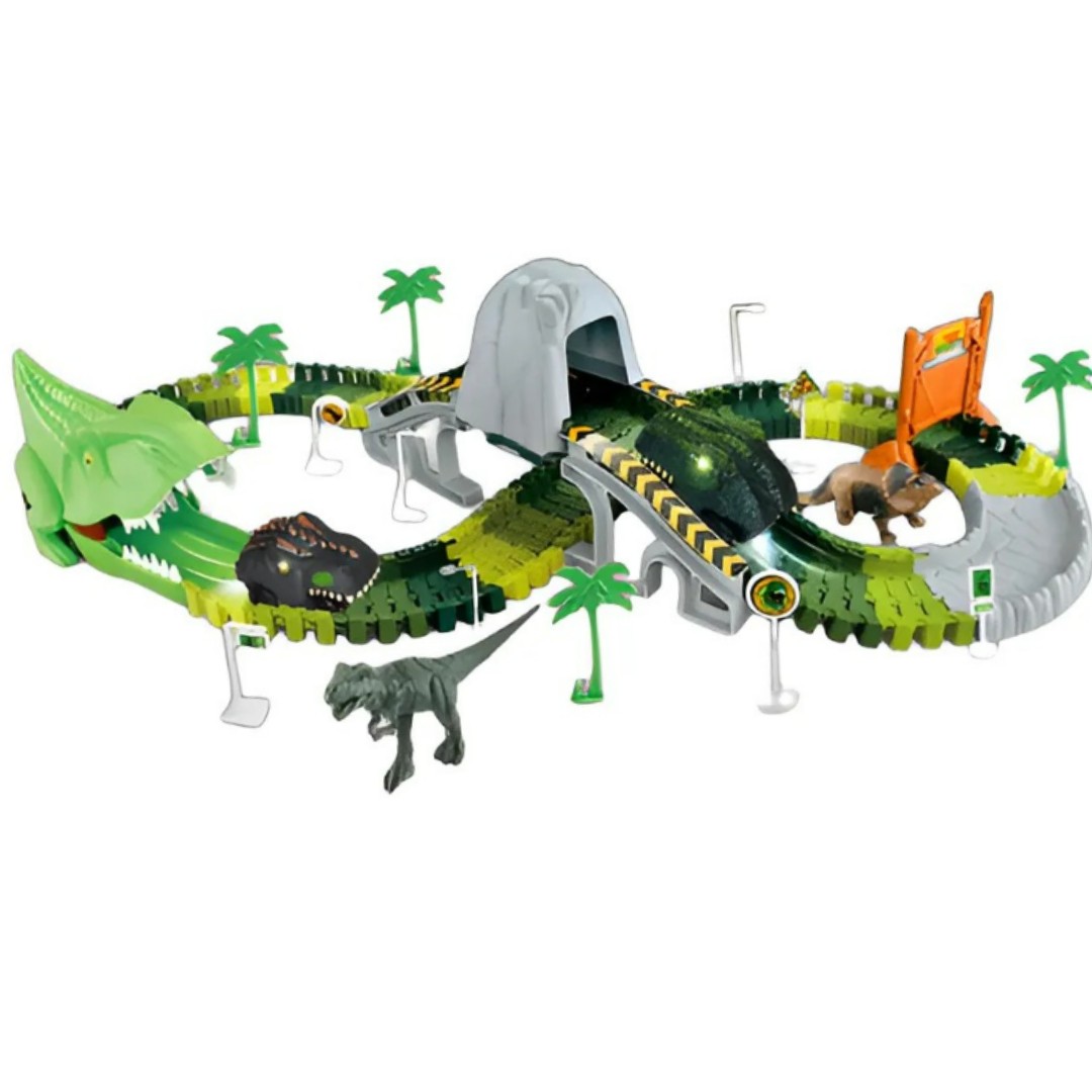 Pista Auto Dinosaurio Flexible Con Luz Led Juguete Niños
