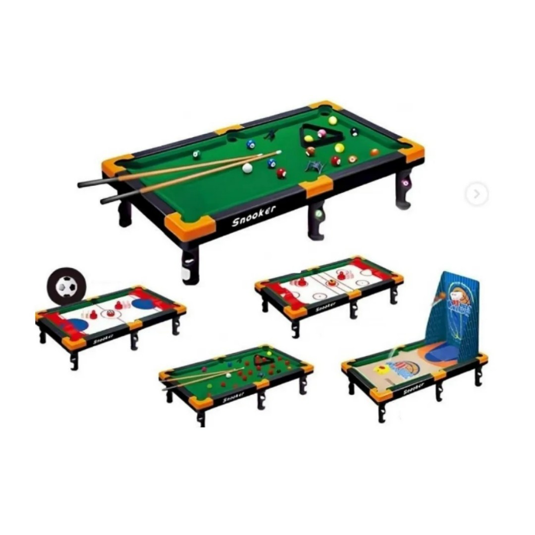 Juguete Mini Mesa 5 En 1 Juegos Billar Hockey Snooker