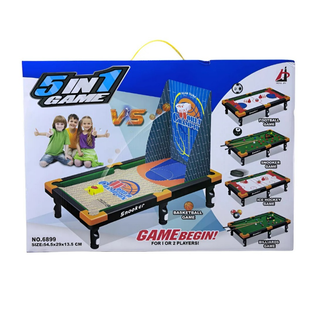 Juguete Mini Mesa 5 En 1 Juegos Billar Hockey Snooker