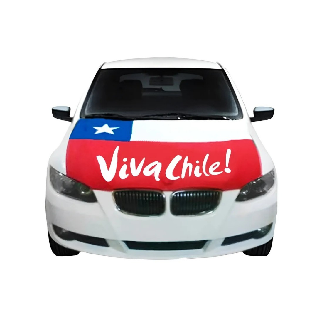 Bandera Cubre Capot Auto Viva Chile Elastica Fechas Patrias