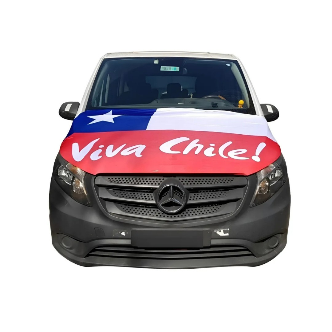 Bandera Cubre Capot Auto Viva Chile Elastica Fechas Patrias