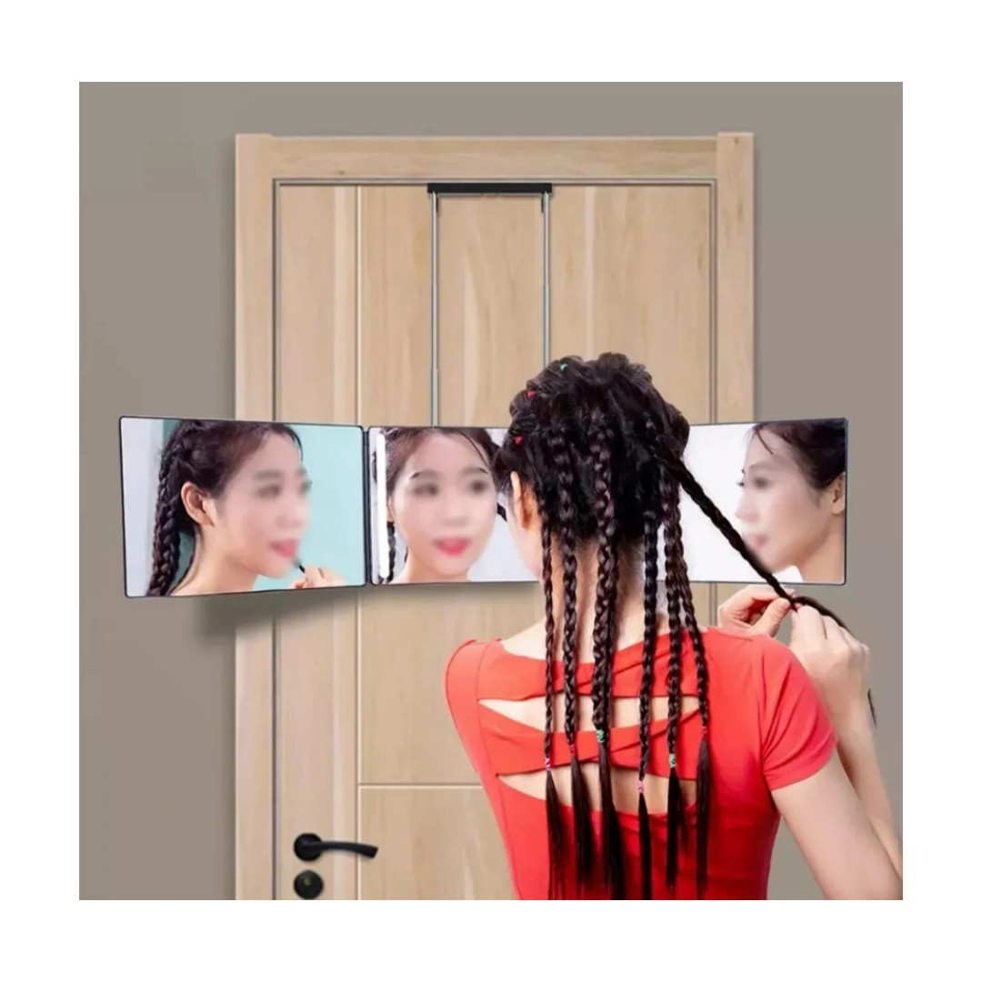 Espejo De 3 Vías De Corte De Pelo Triple De 360 Con Ganchos