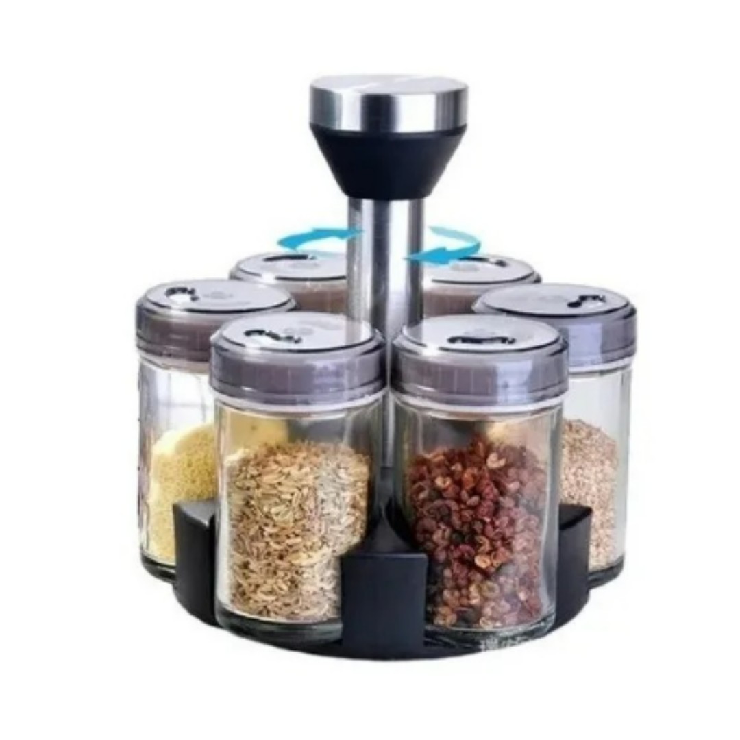 Base Condimentero Giratorio De 6 Especiero Para Cocina 360