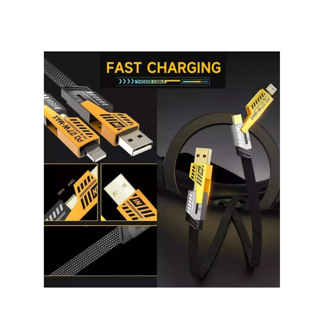 Cable De Datos De Carga Rápida 4 En 1 Multifuncional 1m