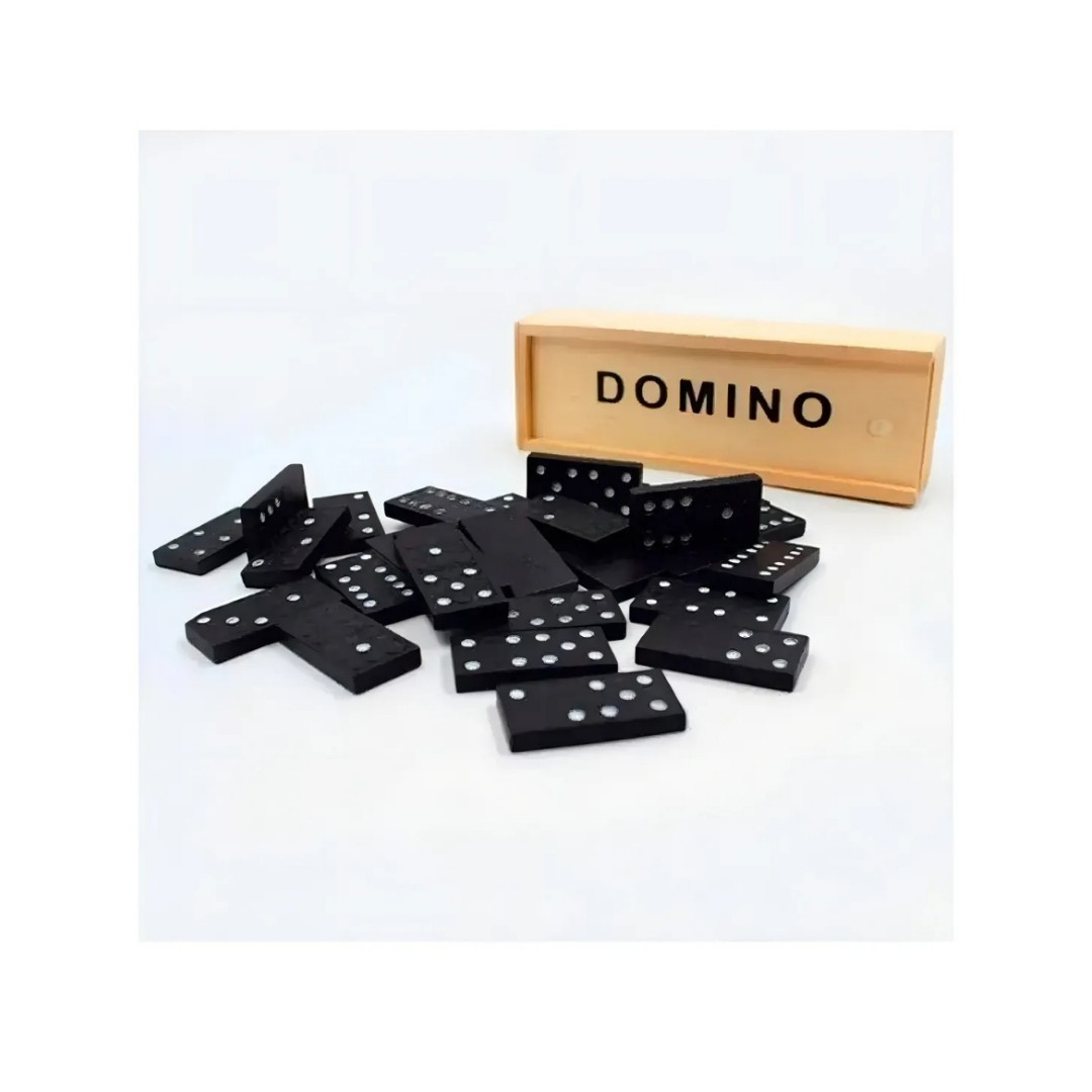 Negro Domino 28 Set En Caja De Madera