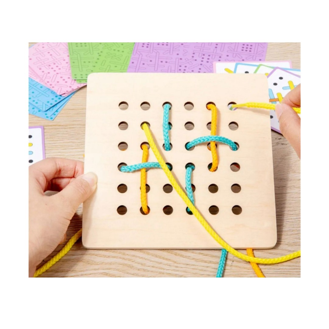Set Didáctico Para Enhebrar Montessori Cognitivo Motricidad Niños