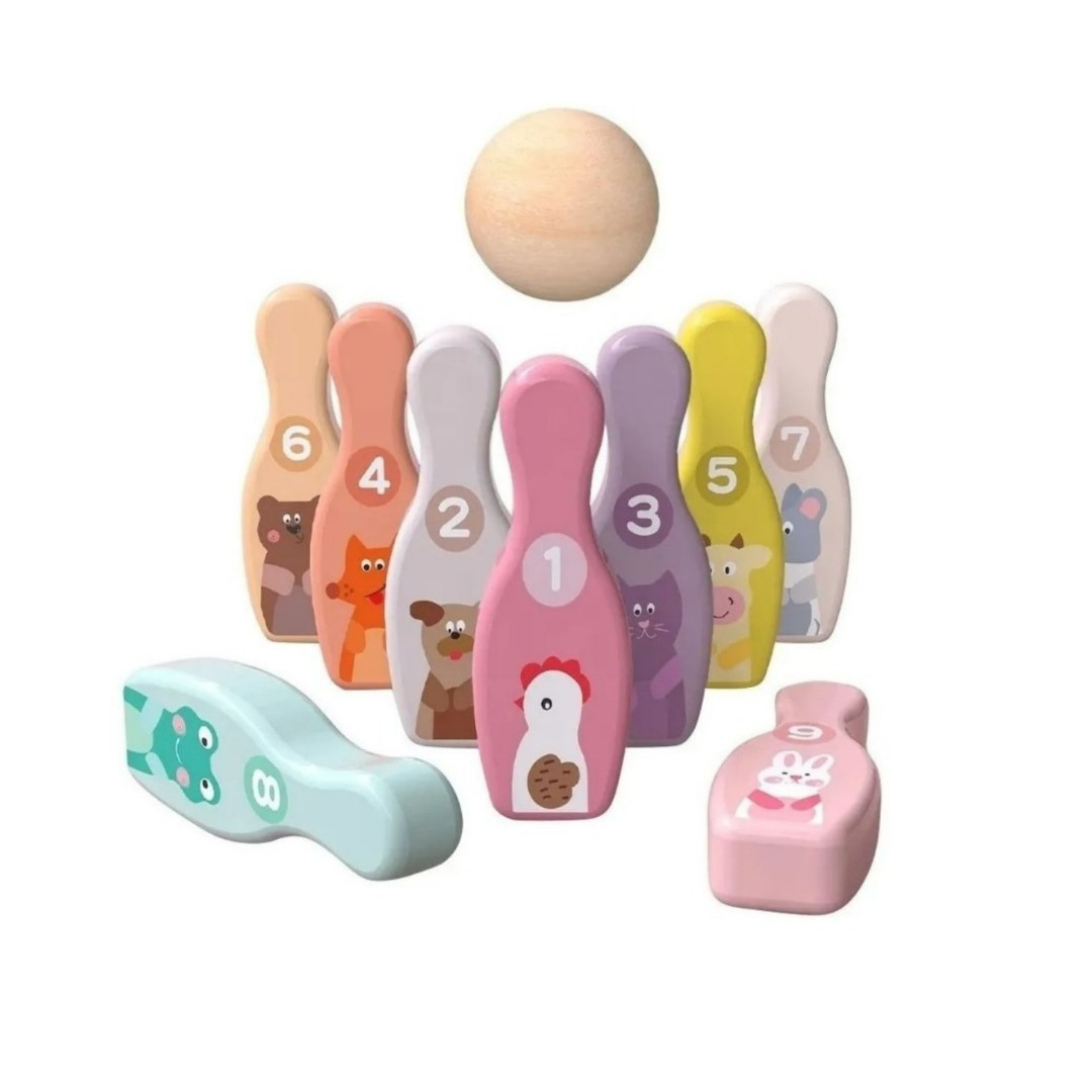 Juego Palitroque De Madera Bowling Numero Didactico Niños