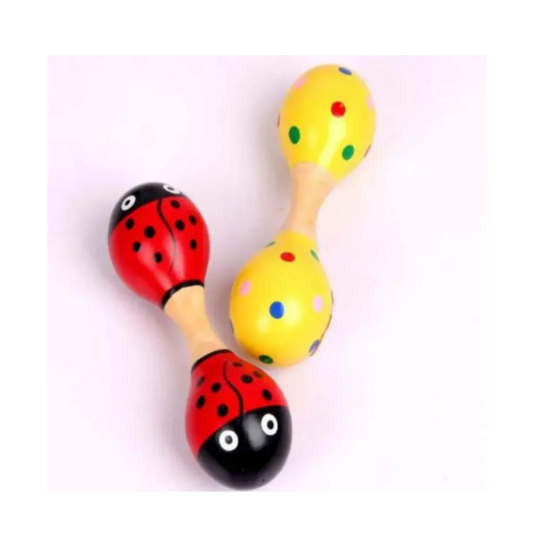 Sonajero Maraca De Doble Cabeza Juguete De Madera