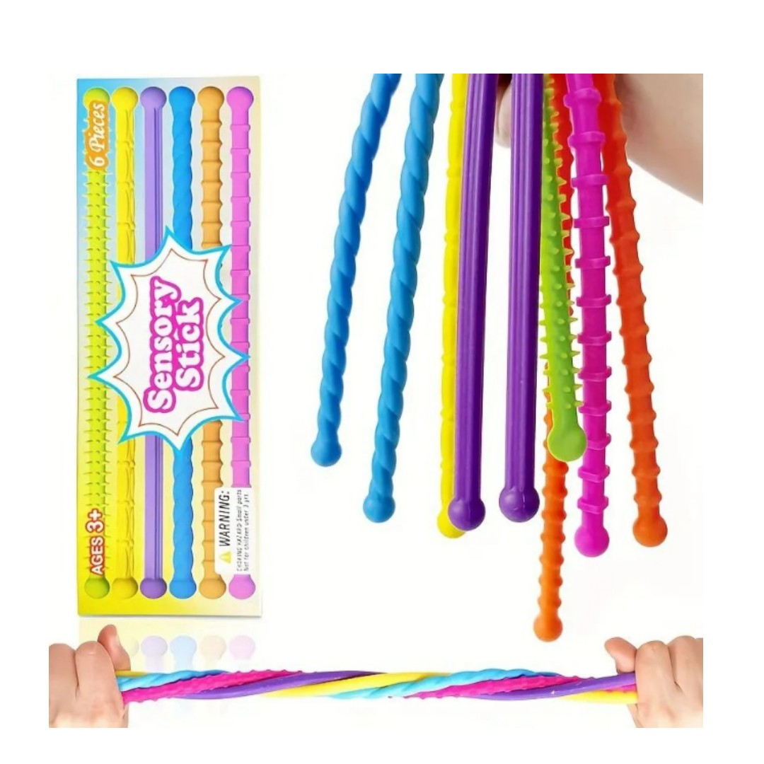Juego 6 Varillas Antiestrés Texturizadas Para Niños Con TDAH O Ansiedad