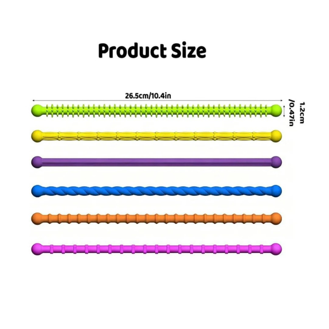 Juego 6 Varillas Antiestrés Texturizadas Para Niños Con TDAH O Ansiedad