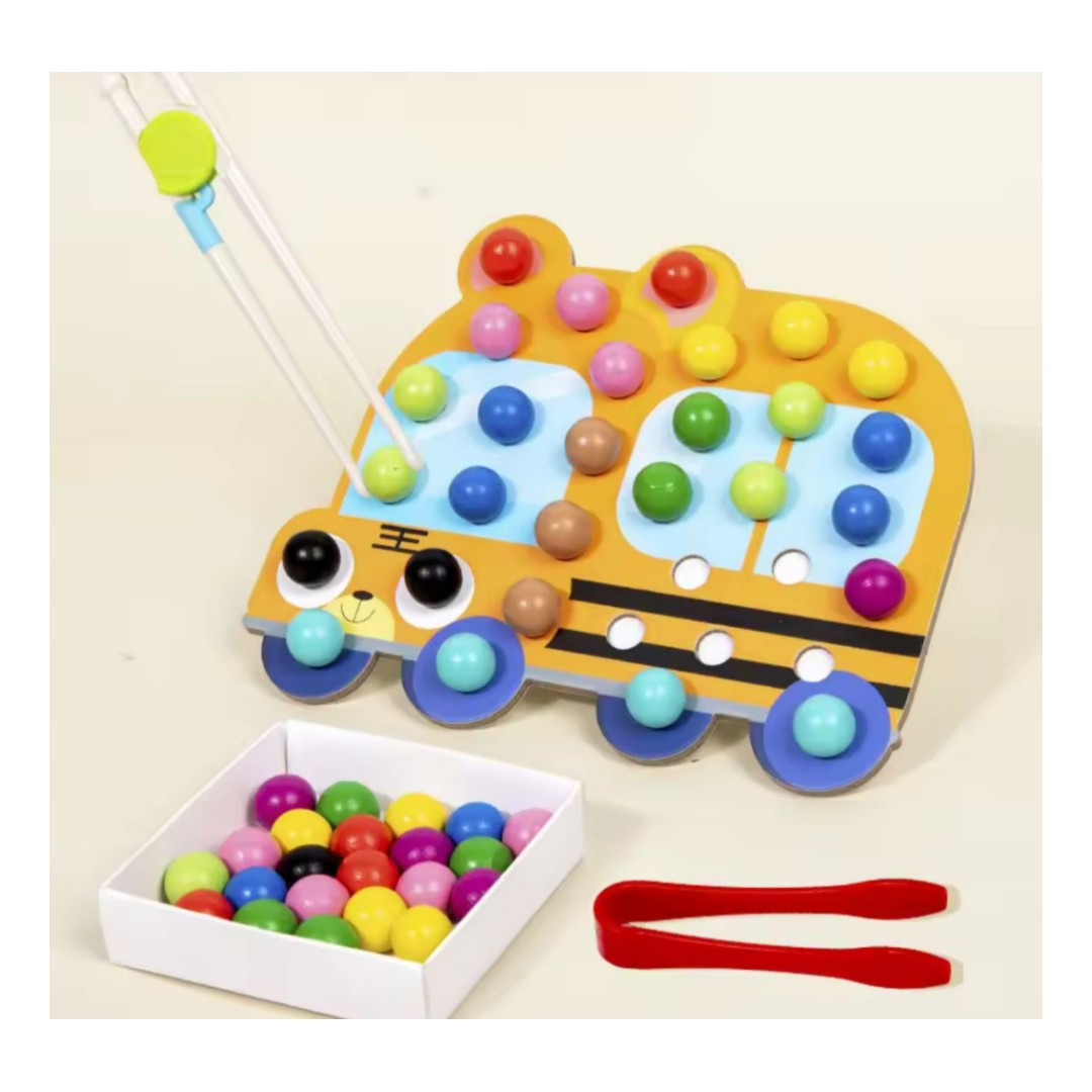 Juego Montessori De Motricidad Fina Con Pinzas Y Bolas