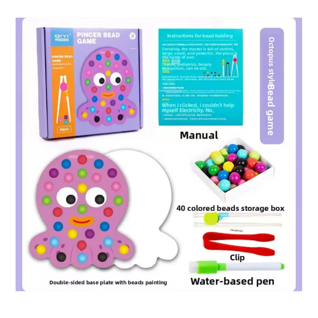 Juego Montessori De Motricidad Fina Con Pinzas Y Bolas