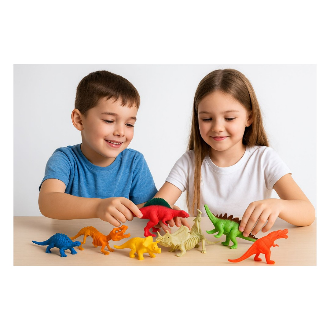 Pack Dinosaurios Figuras de Plástico + Esqueletos | Juguete Educativo Niños