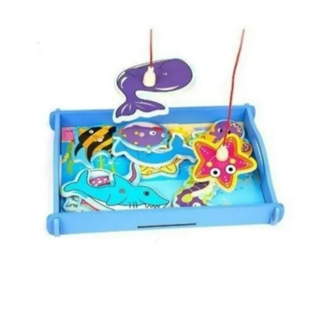 Juego De Pesca Magnético Madera Motricidad Fina Montessori