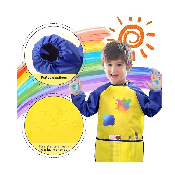 Mangas Largas Niños Pintura Mandil Bata De Arte Infantil