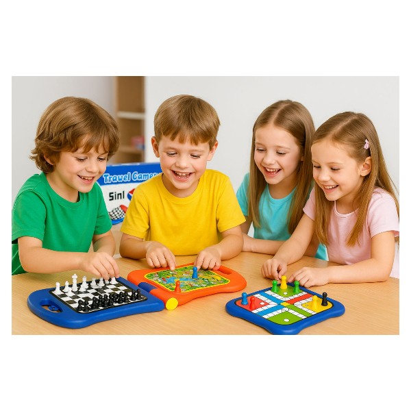 Juego De Mesa 5 En 1 Damas Ajedre Ludo Portatil