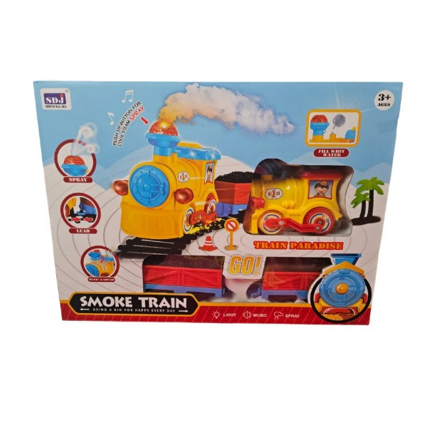 Tren De Juguete Con Accesorios Luces Sonidos Y Humo Real - Amarillo