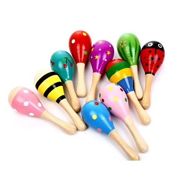 Sonajero Musical Maracas De Madera Juguete Niños